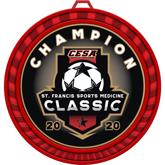 Soccer Medal with Custom Logo in Red Medal